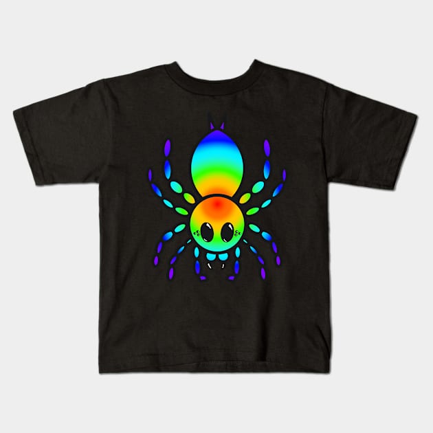 Colorful Cartoon Tarantula (Rainbow Radial) Kids T-Shirt by IgorAndMore